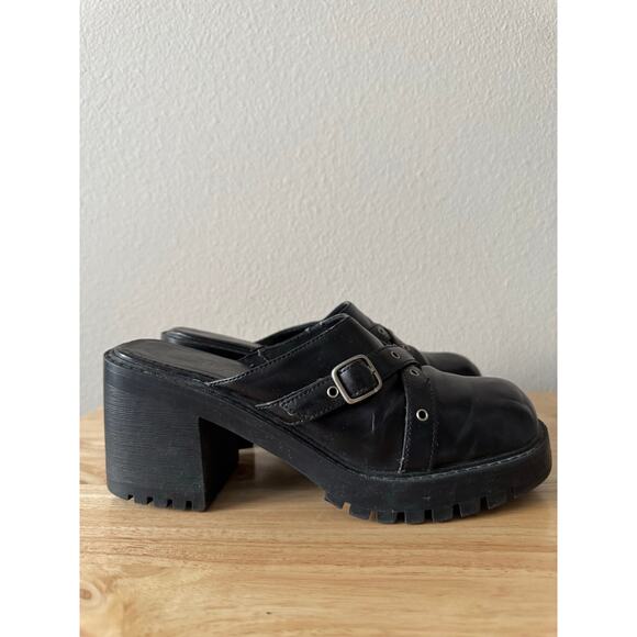 Vintage 90s y2k MUDD Platform Chunky Lugg Sole Slip on Clogs/Mules Buckle Sz 8 - Picture 6 of 14